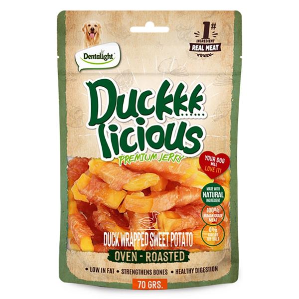 Dentalight Duckkk Licious Kurutulmuş Ördek ve Tatlı Patatesli Köpek Ödül Maması 70 g