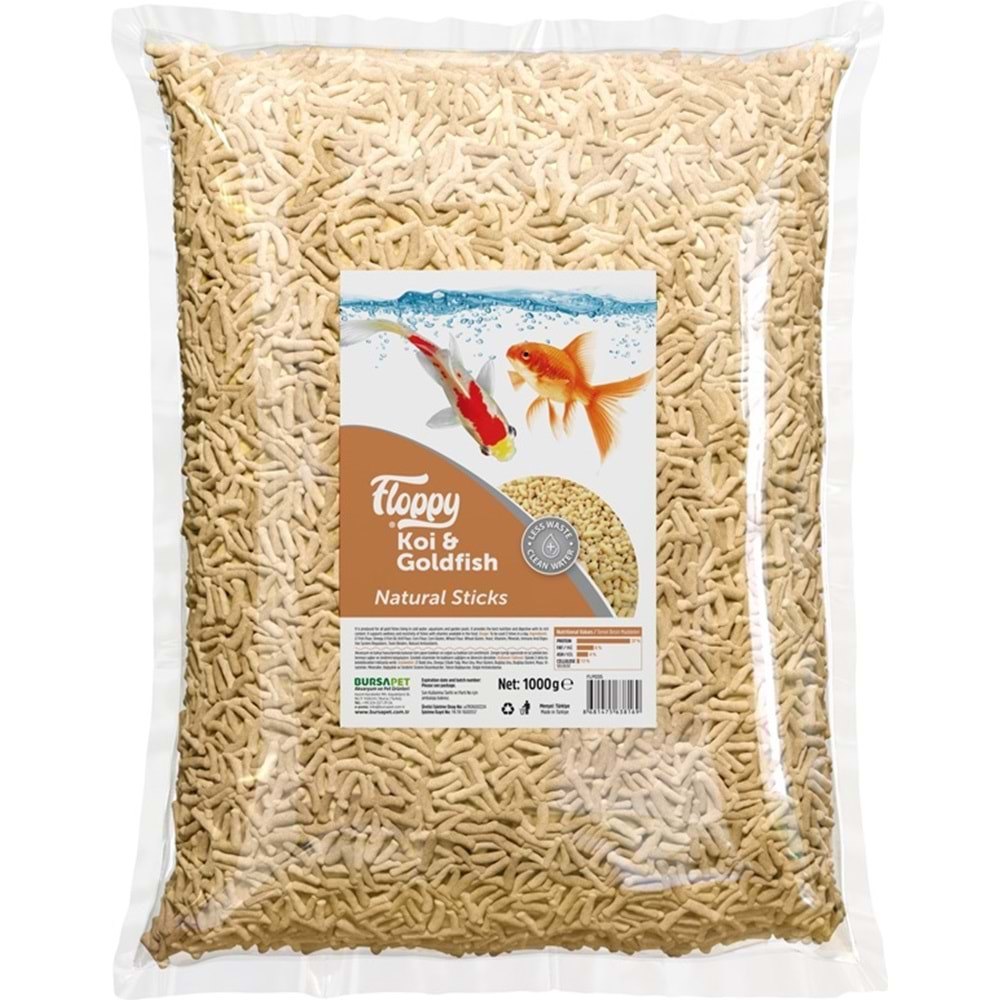 Floppy KOI Goldfısh Natural Stıcks 1 kg