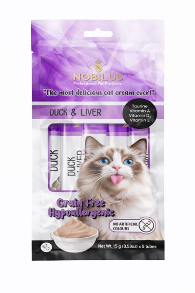 Nobilus Ördek ve Ciğerli Kremalı Kedi Ödül Maması 5x15 Gr