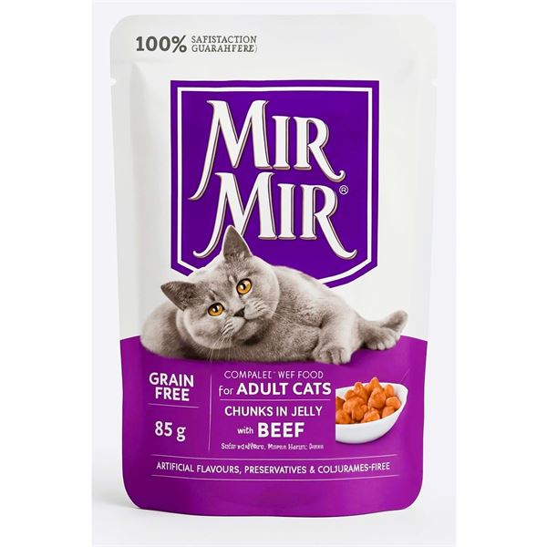 MırMır Dana Etli Jöle İçinde Parça Etli Yetişkin Kedi Maması 85 Gr (Pouch)