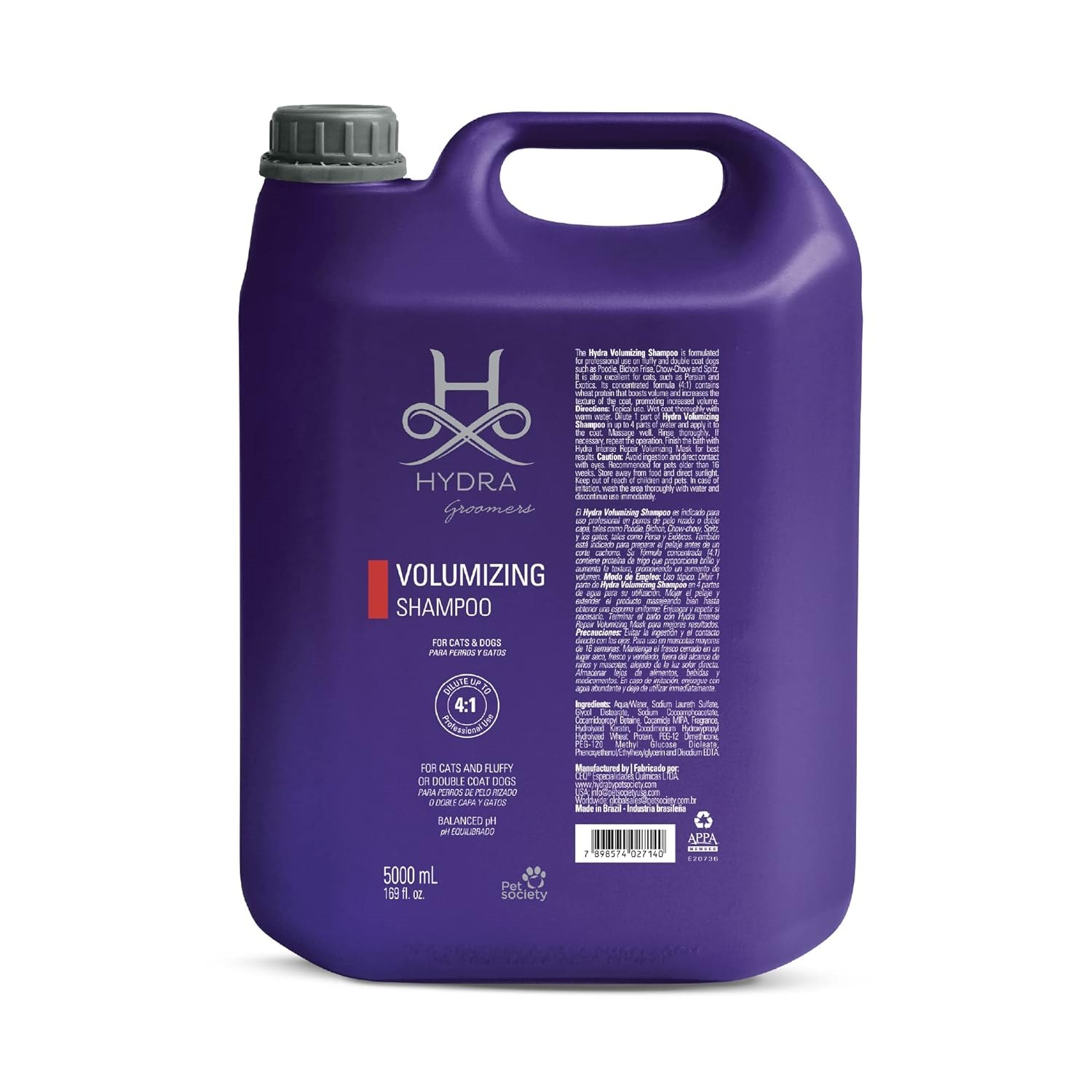 Hydra Groomers Volumizing Kediler ve Çift Katmanlı Tüylü Köpekler İçin Hacim Veren Şampuan 5 Lt