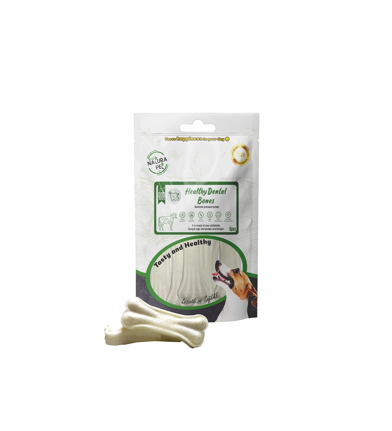 Eco Natura Pet Healthy Dental Bones Pres Kemik Köpek Ödülü 8 Cm 6 lı 120 g