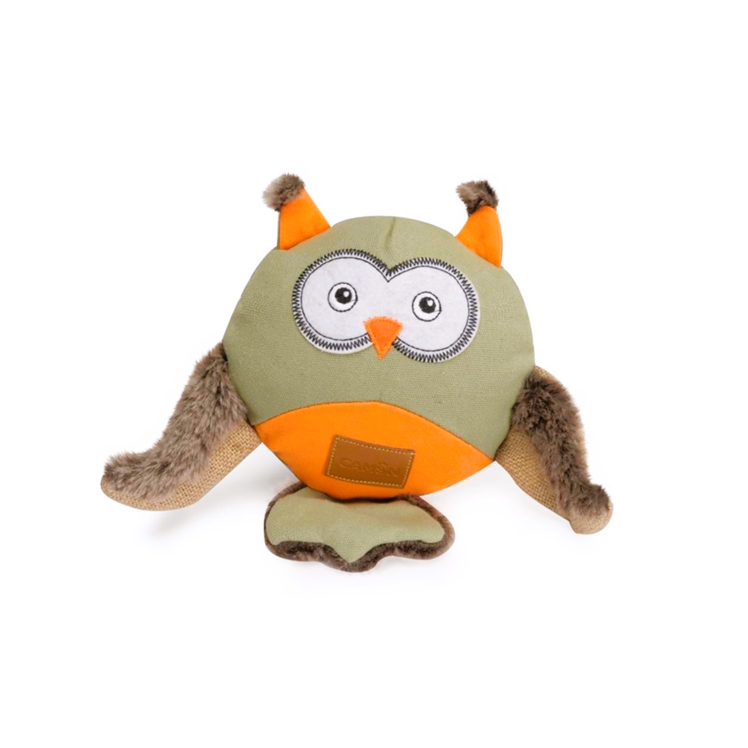 Camon Gıcırtılı Kanvas ve Peluş Baykuş Köpek Oyuncağı 30 Cm