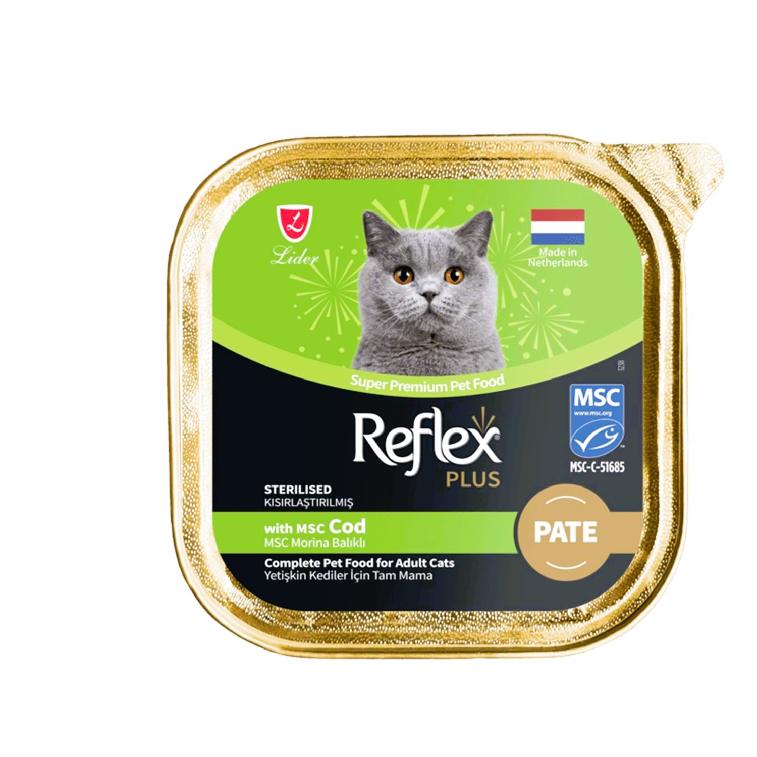Reflex Plus Morina Balıklı Pate Kısırlaştırılmış Yetişkin Kedi Maması 85 Gr (Alu Tray)