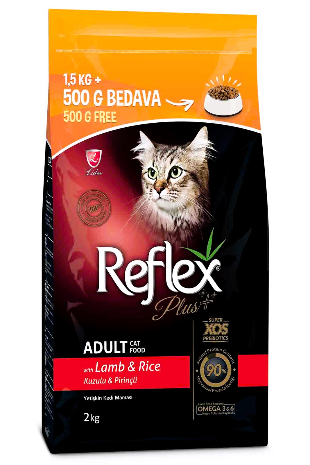 Reflex Plus Kuzulu & Pirinçli Yetişkin Kedi Maması 1,5 Kg + 500 Gr Hediyeli