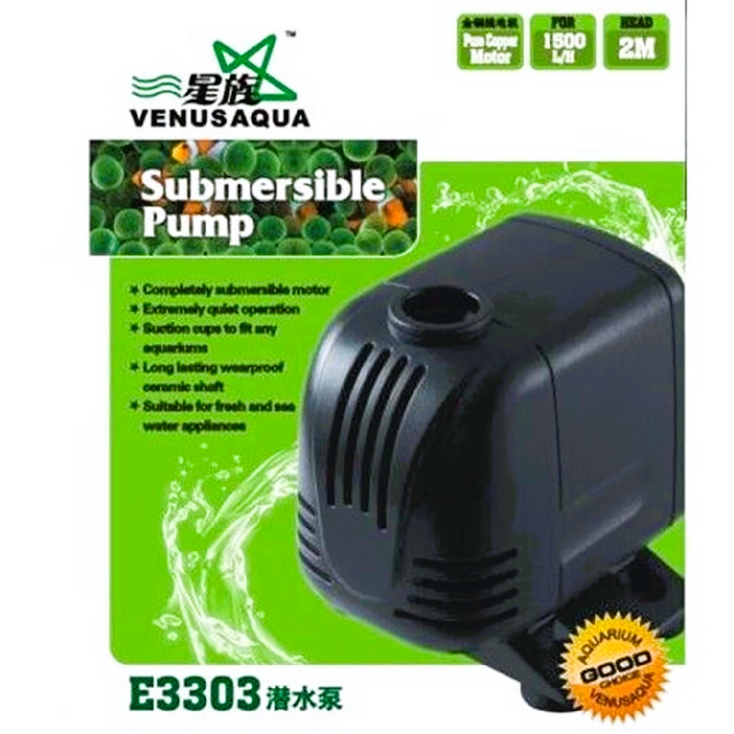 Venusaqua E3303 Akvaryum Kafa Motoru 1500 Lt/H – 2 Mt Basış