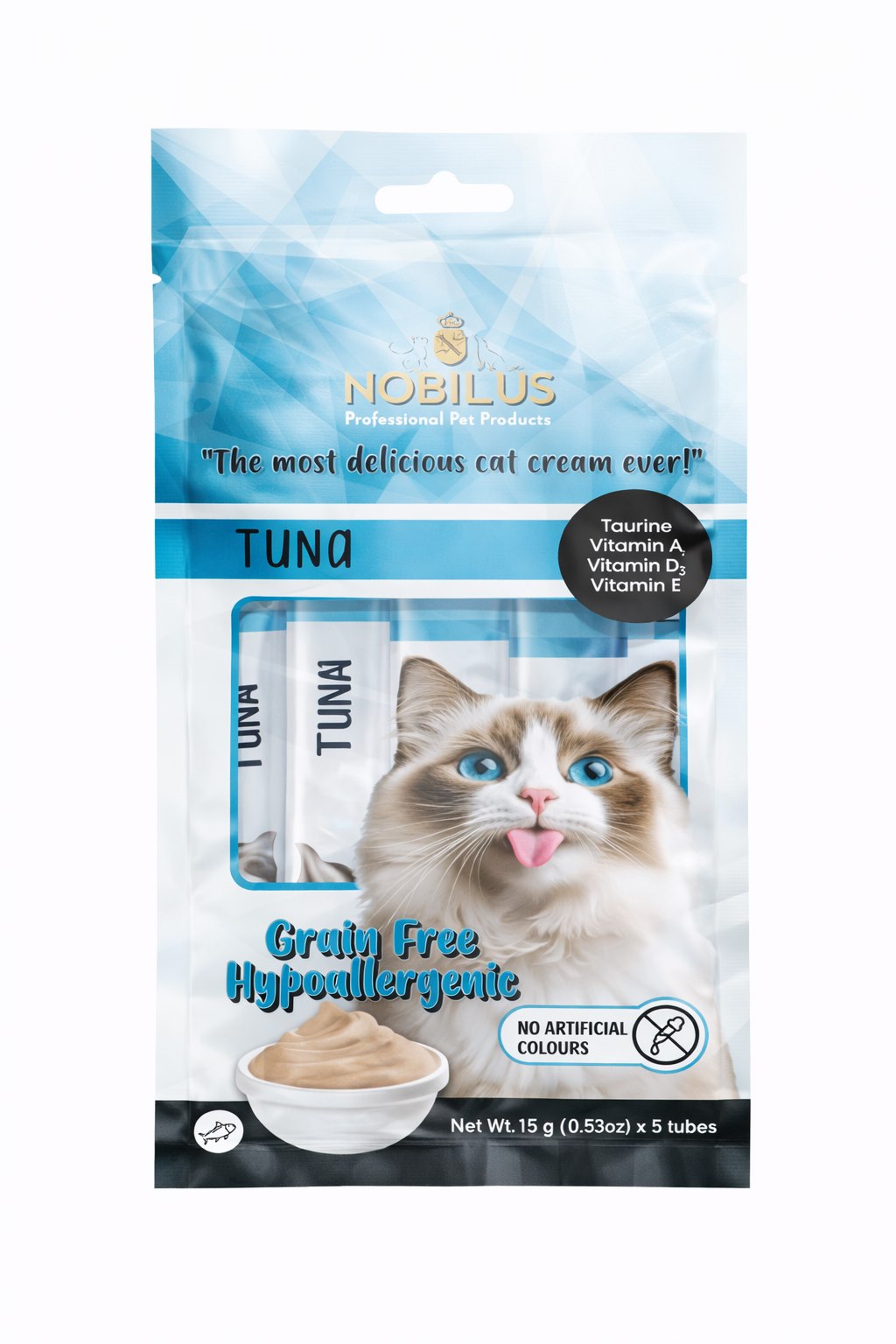 Nobilus Ton Balıklı Kremalı Kedi Ödül Maması 5x15 Gr