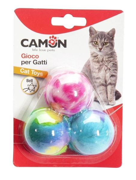 Camon Çıngıraklı Kumaş Kaplı Kedi Topu 3'lü