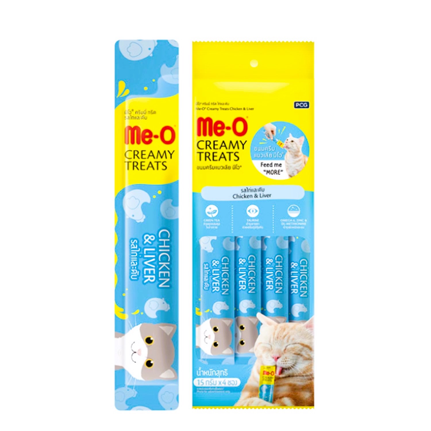 Me-O Creamy Treats Tavuk ve Ciğerli Kedi Ödül Maması 4 x 15 Gr