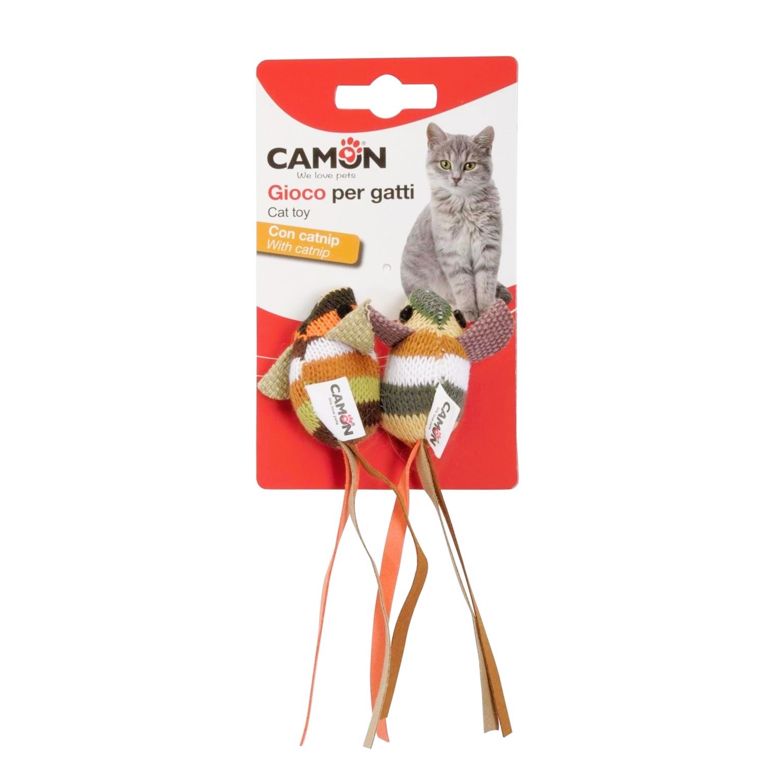 Camon Catnipli (Kedi Nanesi) Çizgili Fare Kedi Oyuncağı 5,5 Cm (2’li Set)