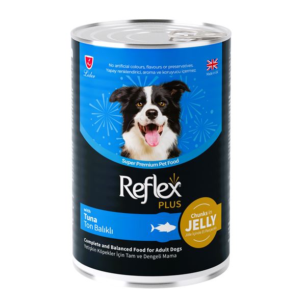 Reflex Plus Ton Balıklı Jöle İçinde Et Parçacıklı Yetişkin Köpek Konserve Yaş Mama 400 Gr