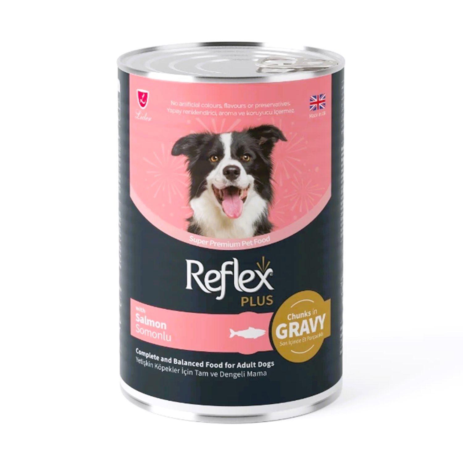 Reflex Plus Somonlu Sos İçinde Et Parçacıklı Yetişkin Köpek Konserve Yaş Mama 400 Gr