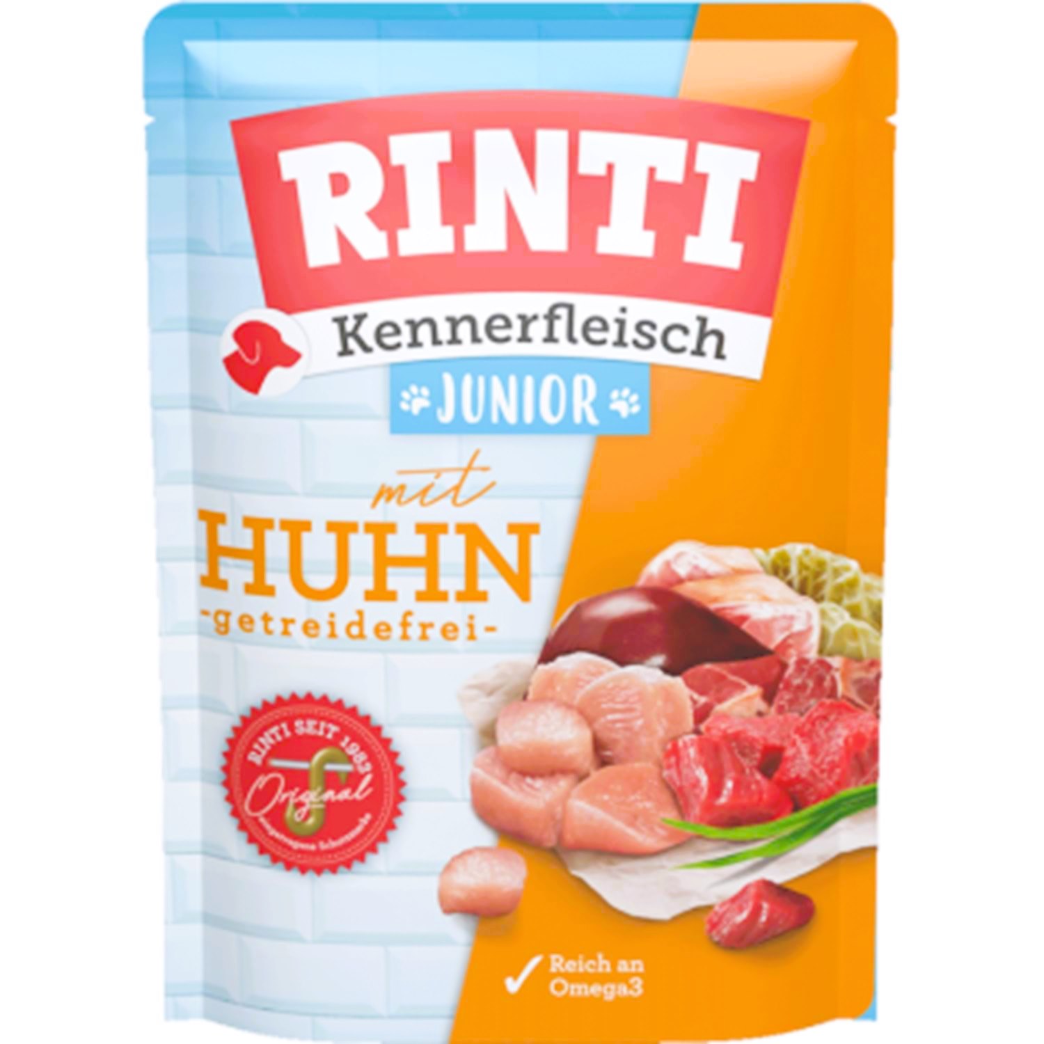Rinti Kennerfleisch Junior Tavuklu Tahılsız Yavru Köpek Pouch Yaş Mama 400 Gr