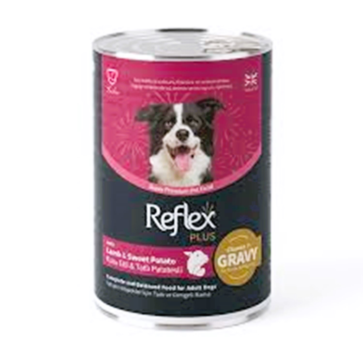 Reflex Plus Kuzu Etli ve Tatlı Patatesli Sos İçinde Et Parçacıklı Yetişkin Köpek Konserve Yaş Mama 400 Gr