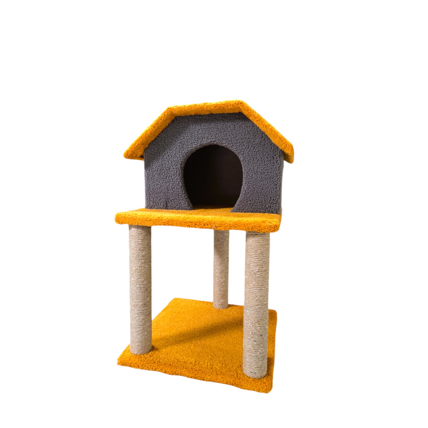 Fancy Paws Çift Katlı Peluş Tırmalamalı Kedi Evi