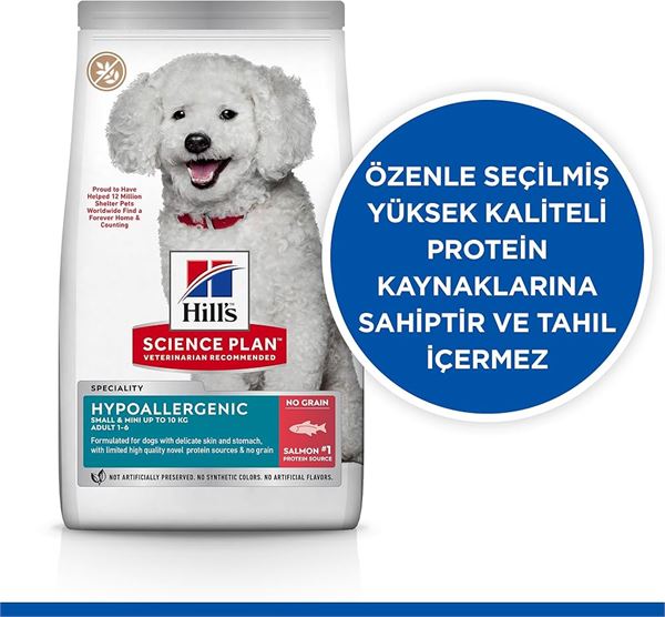 Hill Science Plan Hypoallergenic Tahılsız Somonlu Küçük ve Mini Irk Yetişkin Köpek Kuru Maması 1,5 kg