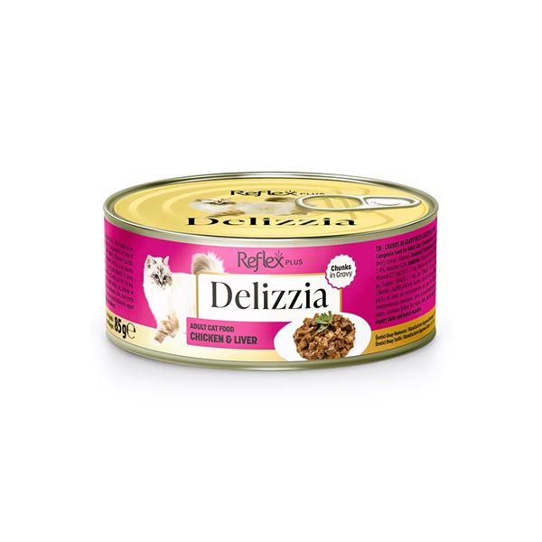 Reflex Plus Delizzia Tavuklu ve Ciğerli Sos İçinde Parça Etli Yetişkin Kedi Maması 85 Gr