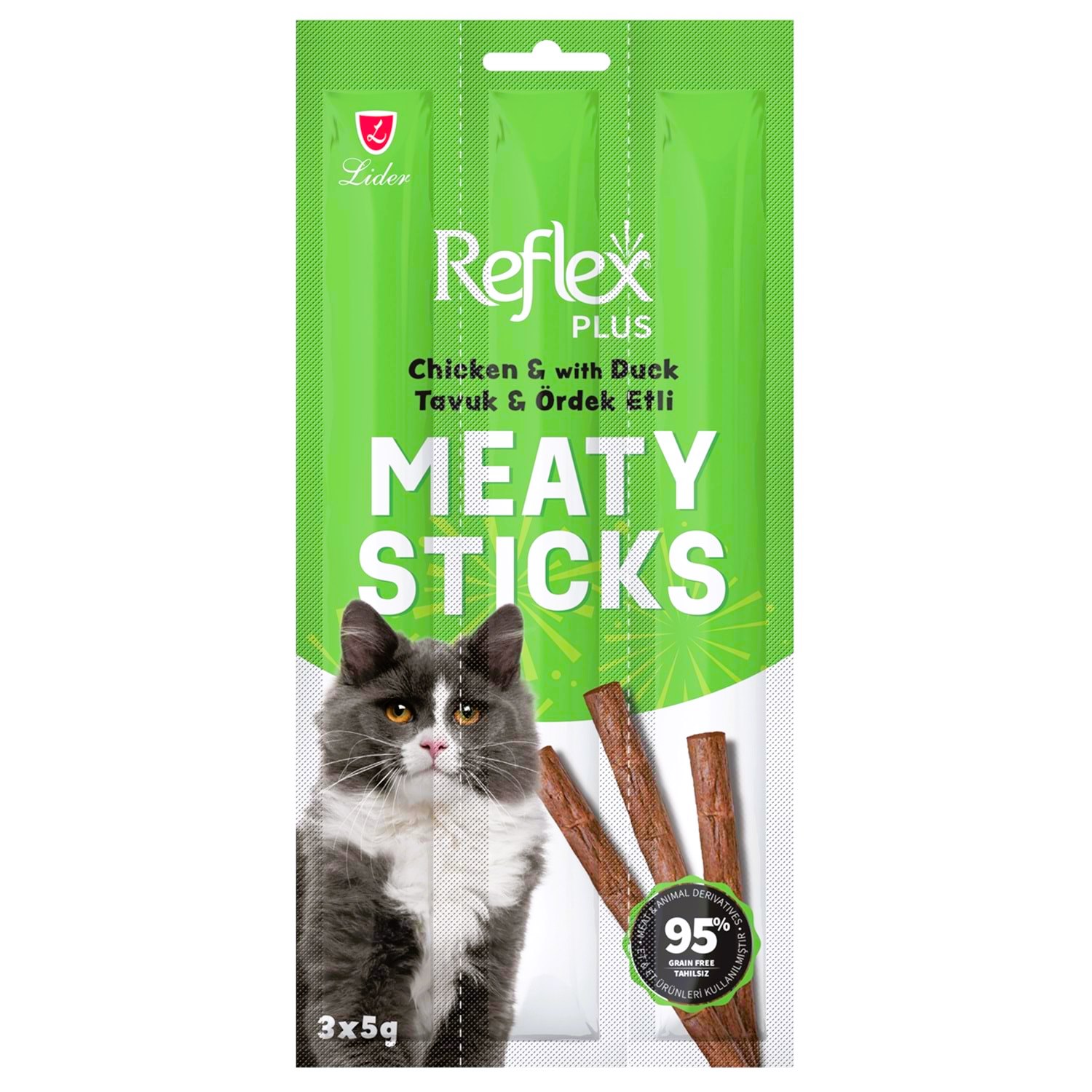 Reflex Plus Meaty Sticks Tavuklu & Ördekli Yetişkin Kedi Ödül Çubuğu 3x5 Gr