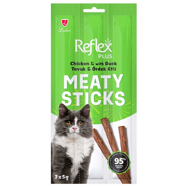 Reflex Plus Meaty Sticks Tavuklu & Ördekli Yetişkin Kedi Ödül Çubuğu 3x5 Gr