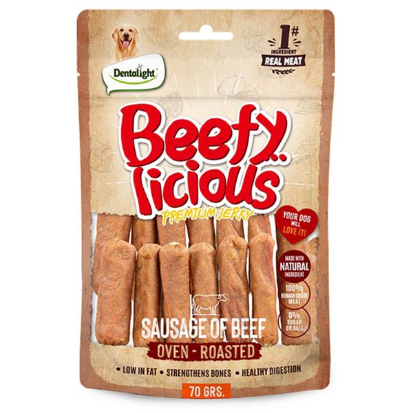 Dentalight Beefy Licious Jerky Treats for Dogs Sausage of Sığır Etli 70 g