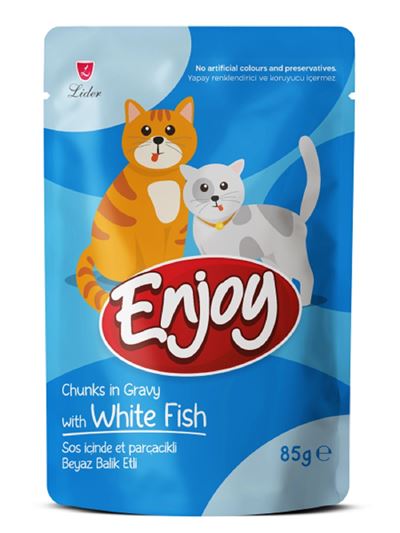 Enjoy Sos İçinde Et Parçacıklı Balık Etli Yetişkin Kedi Yaş Maması 85 g