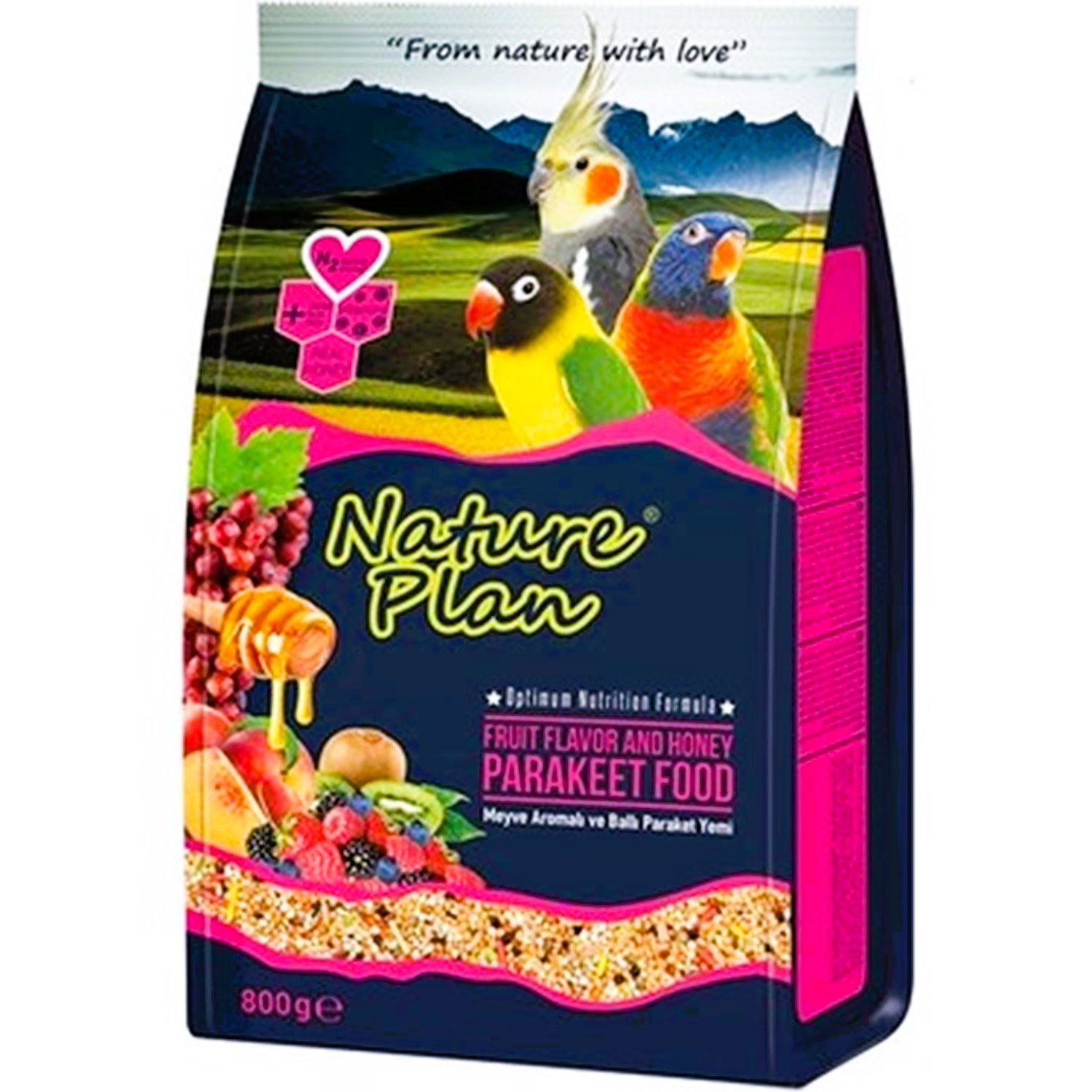 Nature Plan Meyve Aromalı ve Ballı Paraket Yemi 800 Gr