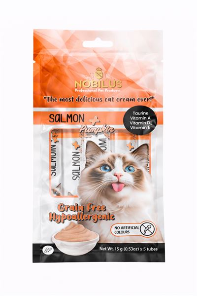 Nobilus Somonlu & Balkabaklı Kremalı Kedi Ödül Maması 5x15 Gr