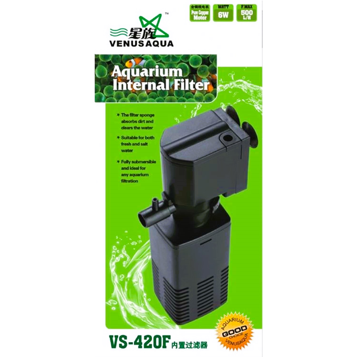 Venusaqua VS-420F Akvaryum İç Filtre 500 Lt/H 6W