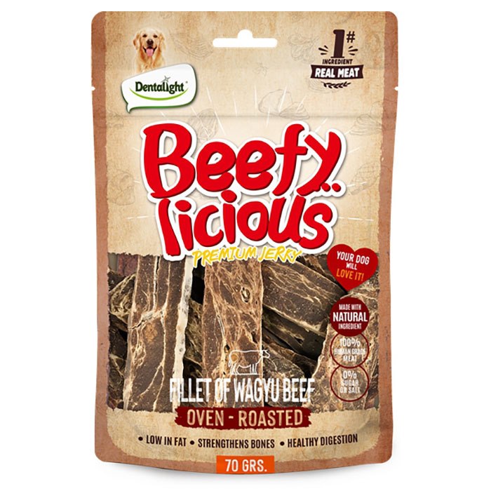 Dentalight Beefy Licious Jerky Treats For Dogs Fillet of Wagyu Sığır Etli 70 g