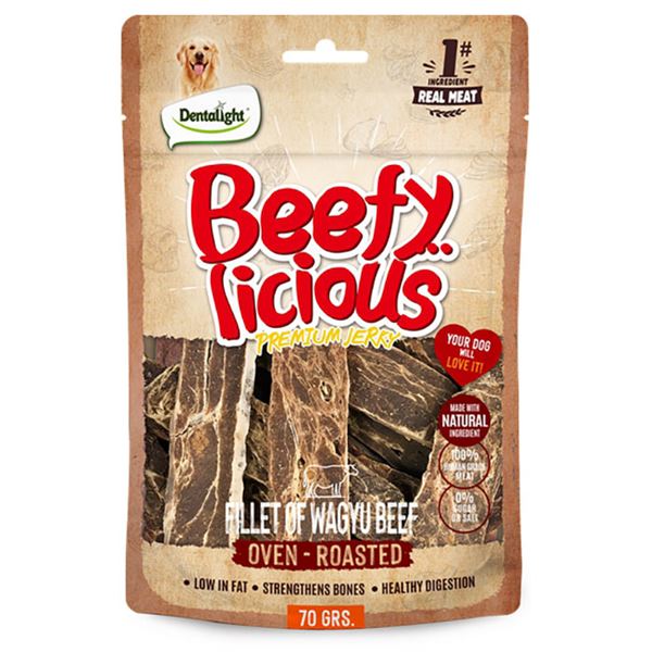 Dentalight Beefy Licious Jerky Treats For Dogs Fillet of Wagyu Sığır Etli 70 g