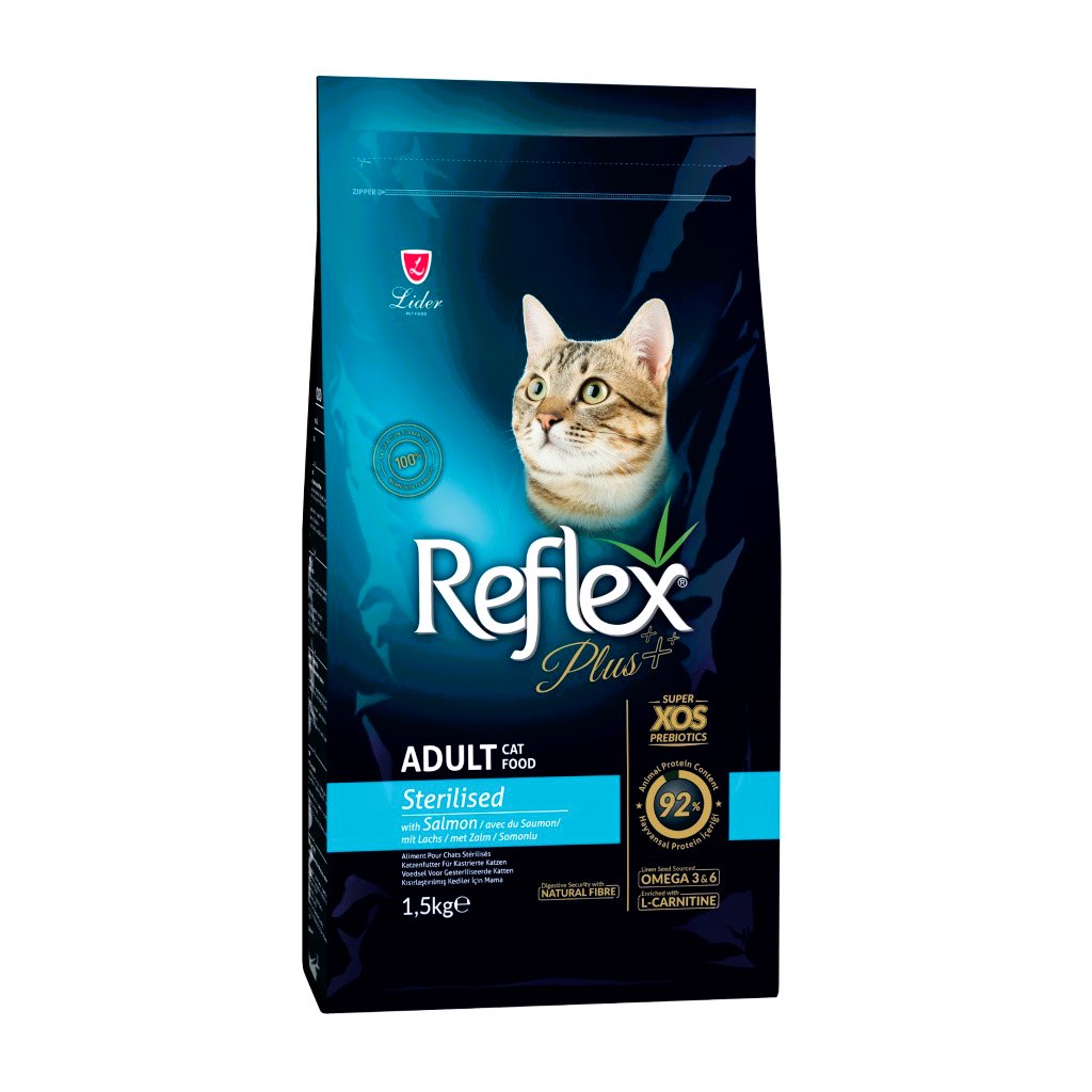 Reflex Plus Somonlu Kısırlaştırılmış Yetişkin Kedi Maması 1,5 Kg + 500 Gr Hediyeli