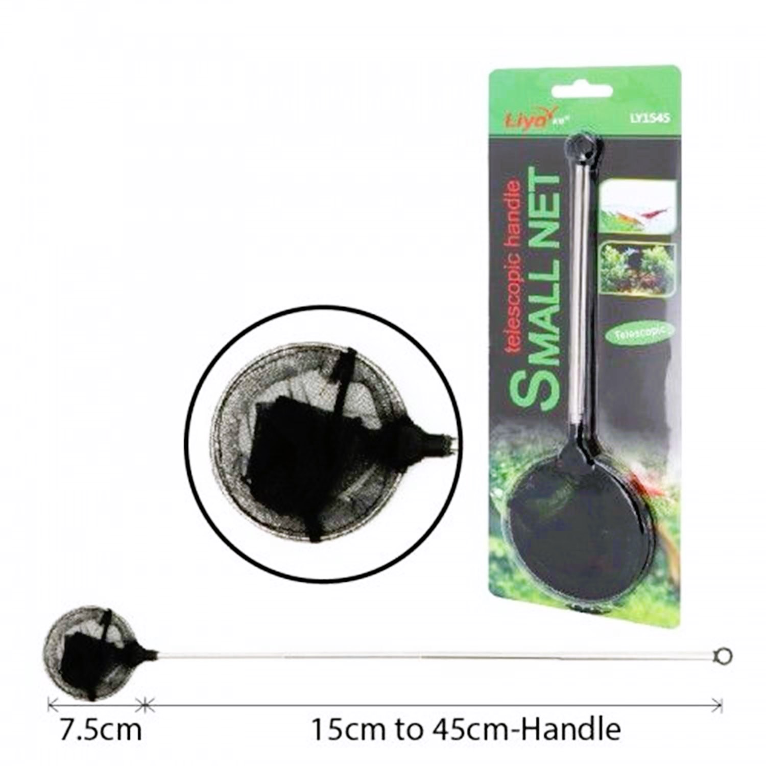 Liya LY1545S Teleskopik Akvaryum Karides Kepçesi Yuvarlak 7,5 cm (15–45 cm)