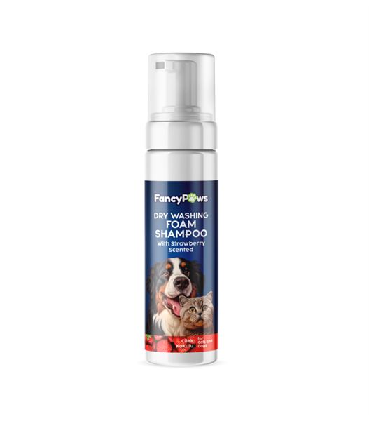 Fancy Paws Çilek Kokulu Kuru Yıkama Köpük Şampuanı Kedi ve Köpekler İçin 200 ml