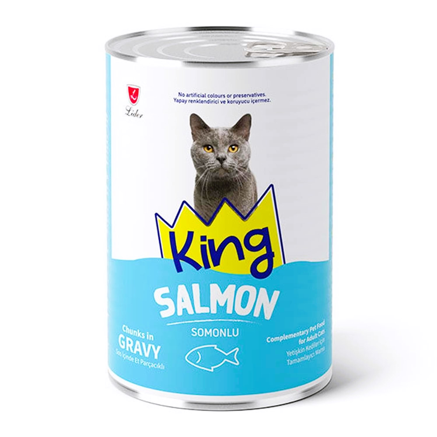 King Somonlu Parça Etli Soslu Yetişkin Kedi Konservesi 400 Gr