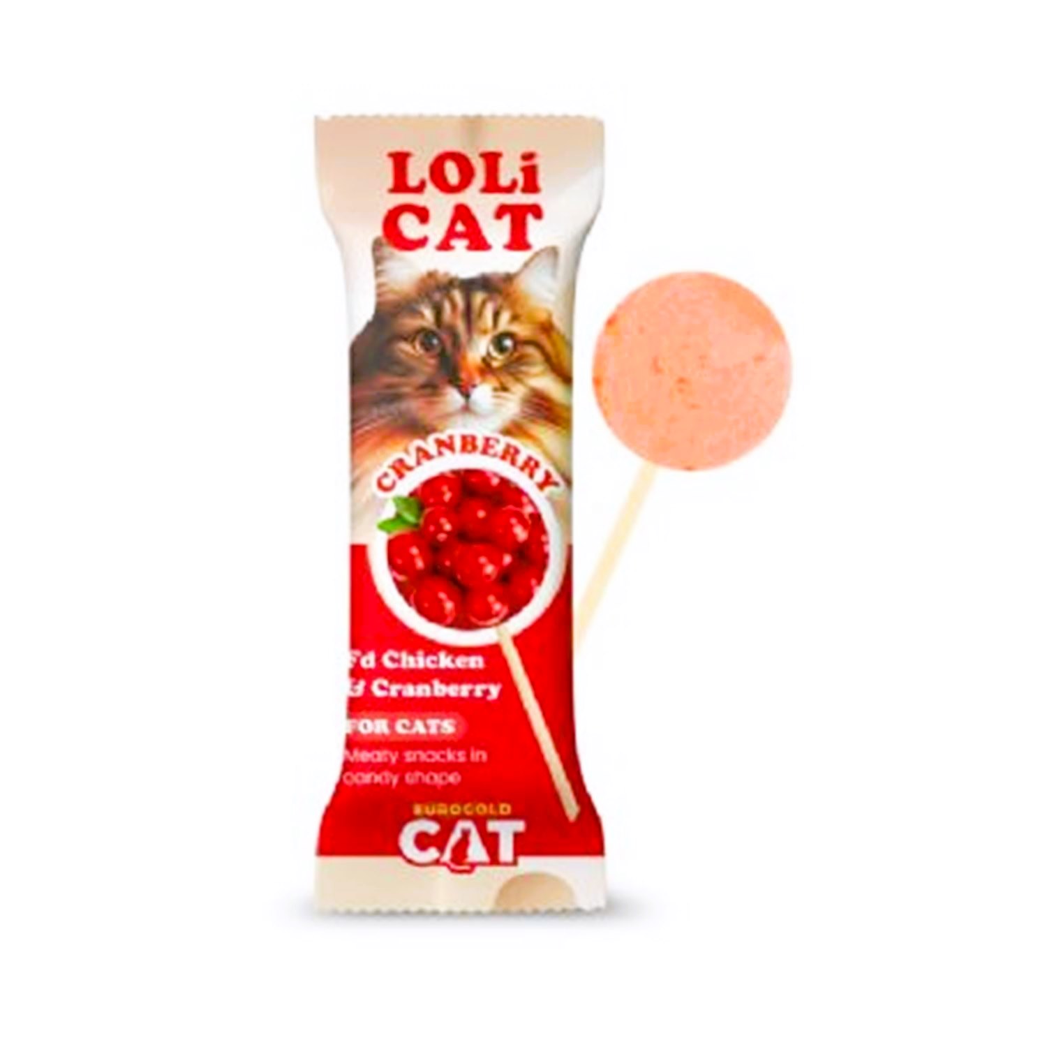 EuroGold LoliCat Freeze Dried Tavuk & Kızılcıklı Kedi Ödül Maması 1,5 Gr x 15’li