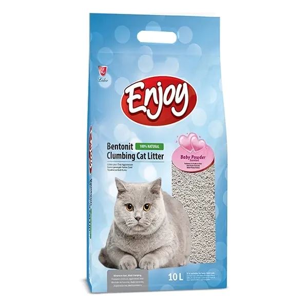 Enjoy Bebek Pudrası Kokulu Bentonit Topaklanan Kedi Kumu 10 Lt
