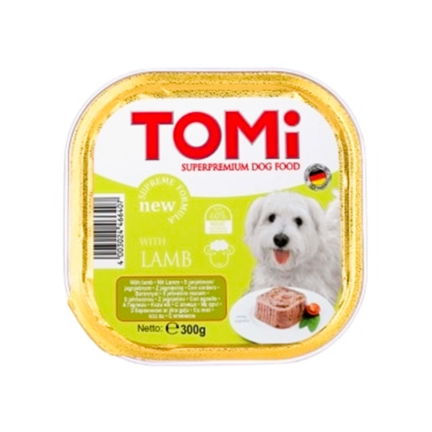 Tomi Pate Kuzu Etli Yetişkin Köpek Alüminyum Kap Yaş Mama 300 Gr