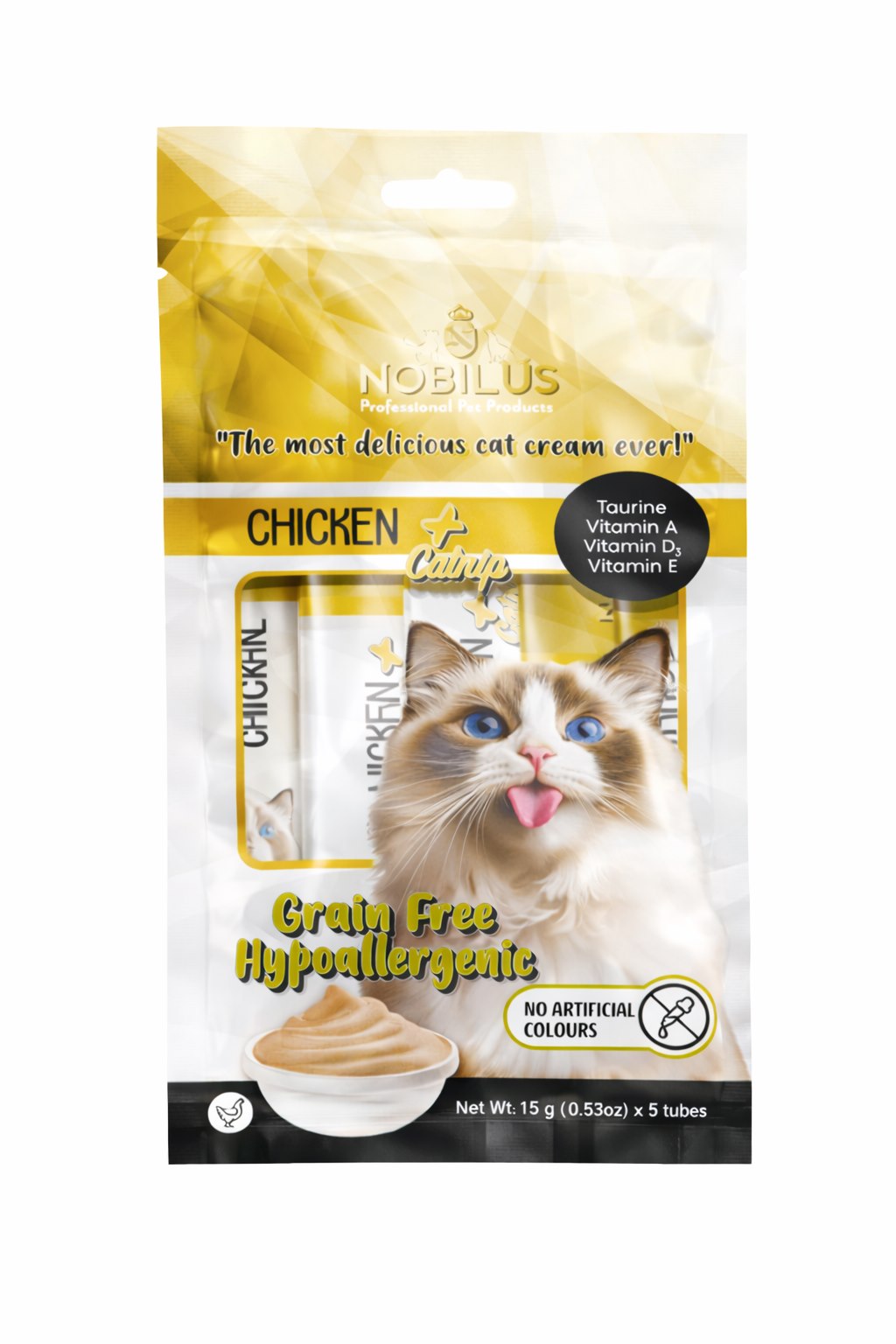 Nobilus Tavuklu ve Kedi Naneli Kremalı Kedi Ödül Maması 5x15 Gr