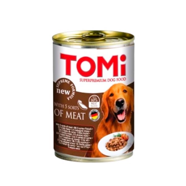 Tomi Sos İçinde 5 Çeşit Etli Yetişkin Köpek Konserve Yaş Mama 400 Gr