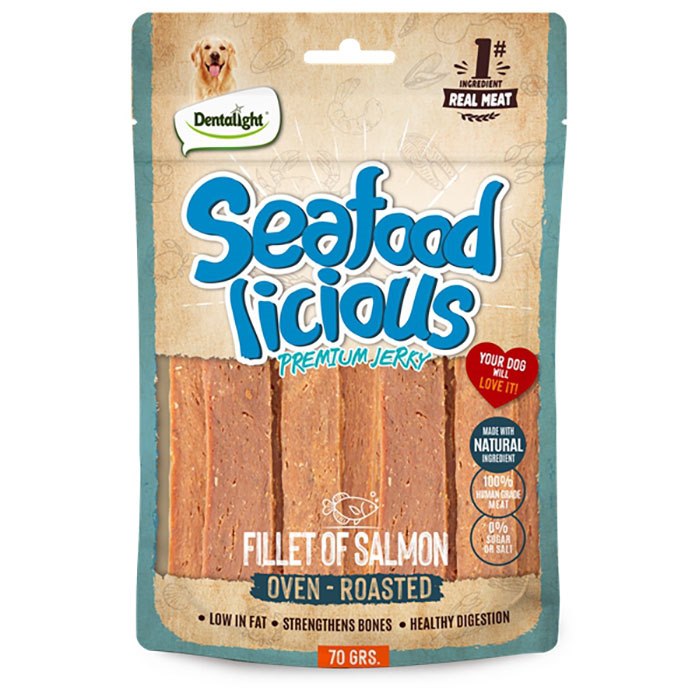 Dentalight Seafood Licious Fillet of Somonlu Seafood Fillet Somonlu Köpek Ödül Maması 70 g