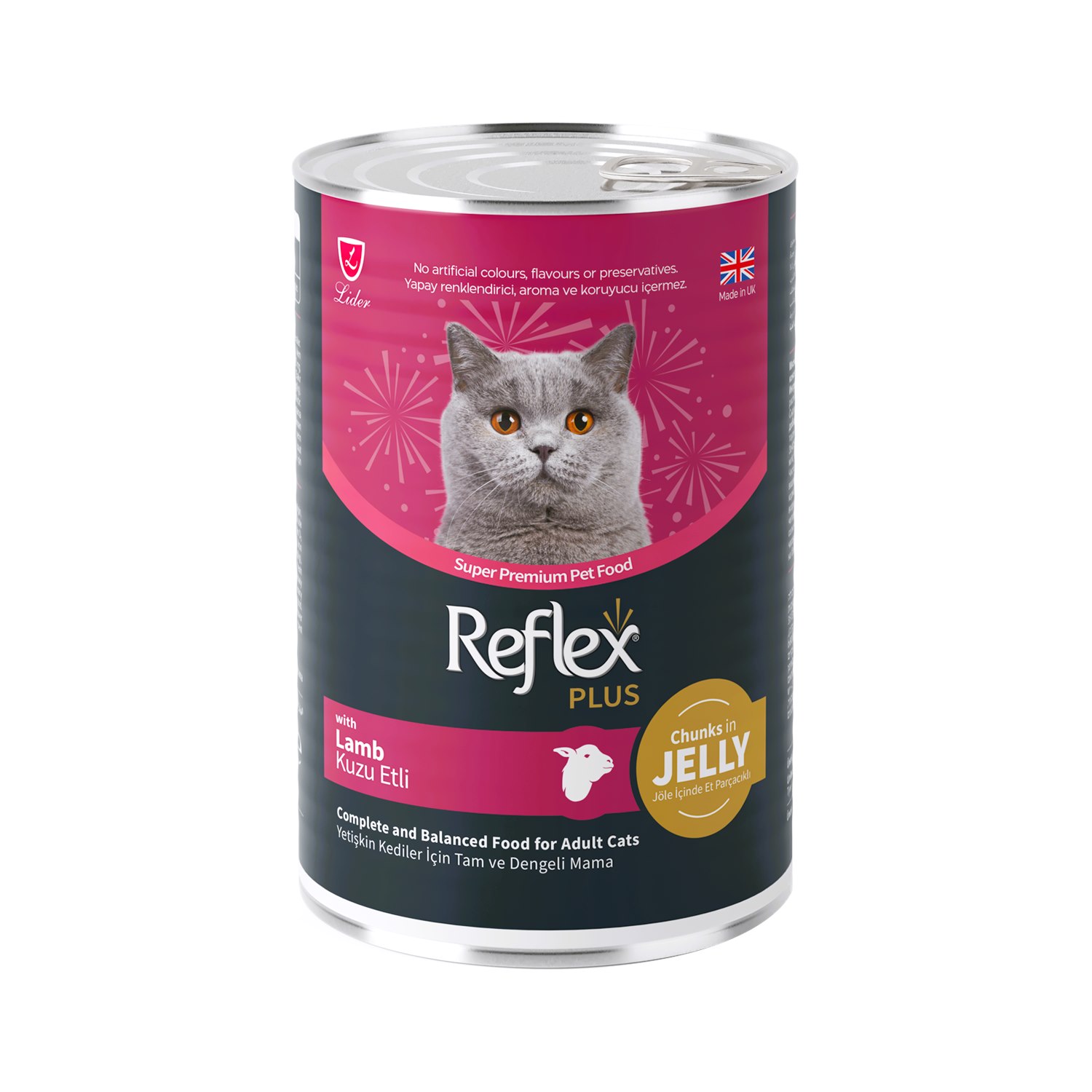 Reflex Plus Kuzu Etli Jöle İçinde Parça Etli Yetişkin Kedi Maması 400 Gr
