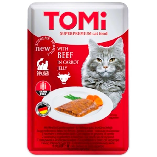 Tomi Dana Etli ve Havuçlu Jöle İçinde Tahılsız Kedi Maması 100 Gr (Pouch)