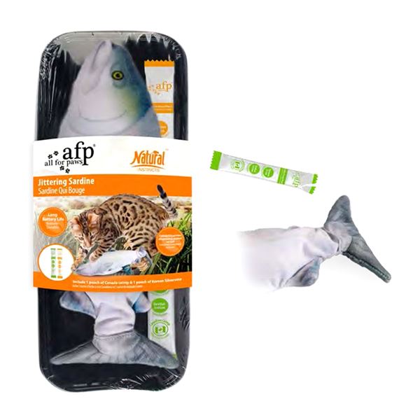 AFP Natural Instincts Titreşimli Sardalya Catnip ve Gümüş Asmalı Kedi Oyuncağı 28 Cm