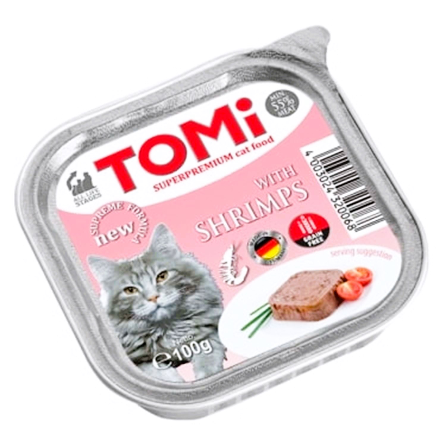 Tomi Karidesli Tahılsız Kedi Yaş Mama 100 Gr (Pate)