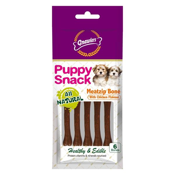 Gnawlers Puppy Snack Meatzip Bone Tavuklu Flavour 40 g 6 lı