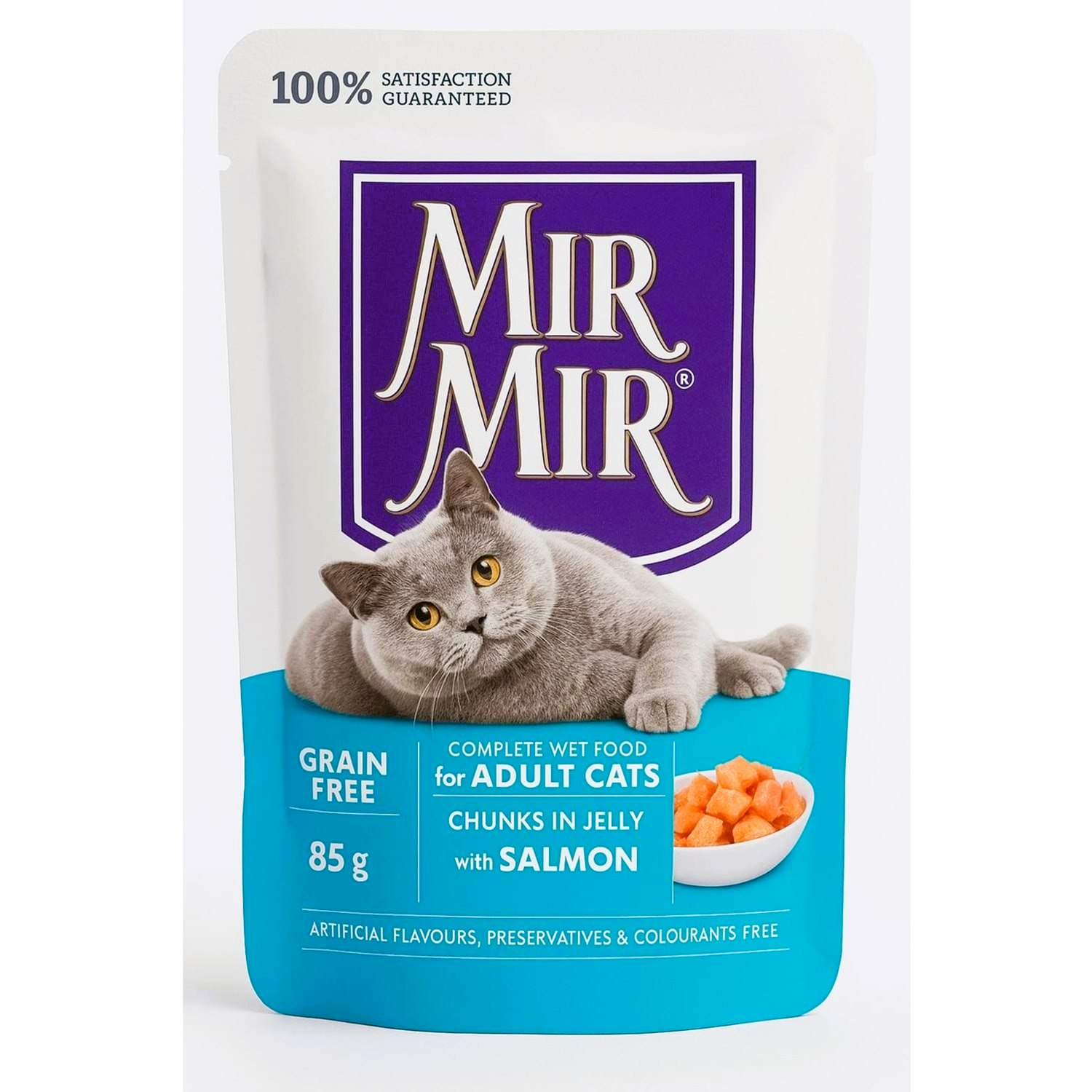 MırMır Somonlu Jöle İçinde Parça Etli Yetişkin Kedi Maması 85 Gr (Pouch)