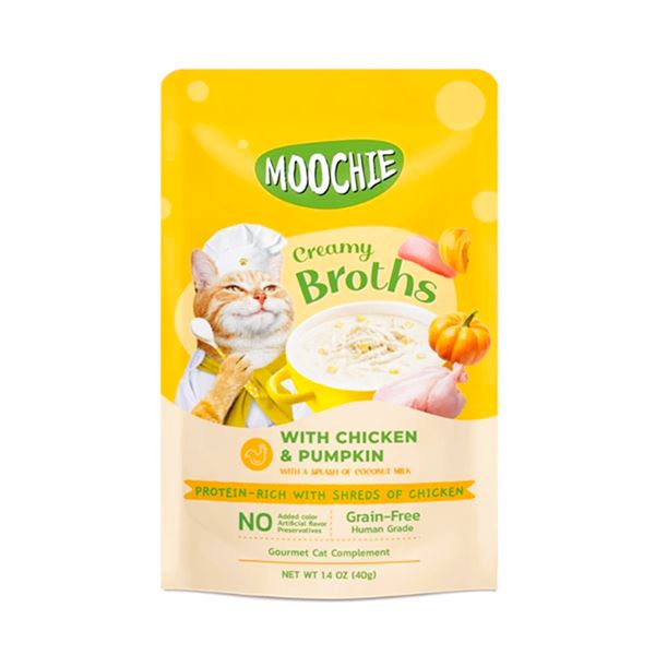 Moochie Creamy Broths Tavuklu & Balkabaklı Kedi Çorbası 40 Gr