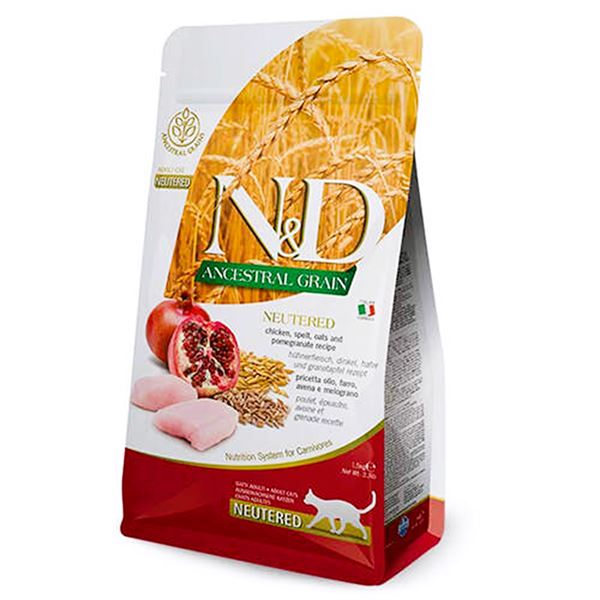 N&D Ancestral Grain Tavuklu & Narlı Kısırlaştırılmış Yetişkin Kedi Maması 1,5 Kg
