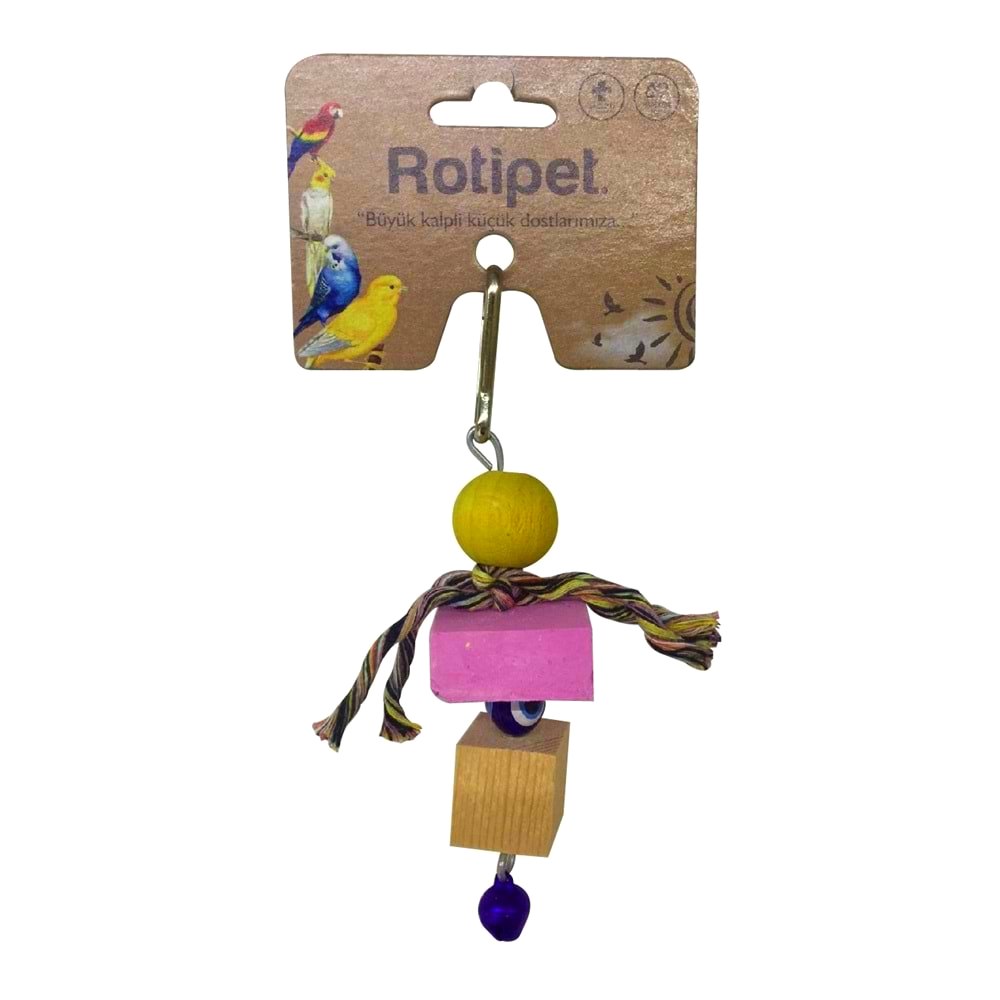 Rotipet Çakıl Ahşap ve İpli Kuş Oyuncağı