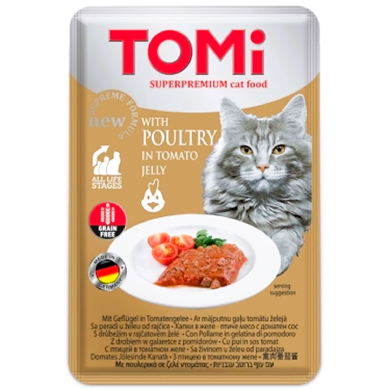 Tomi Kümes Hayvanlı Domates Jöleli Tahılsız Kedi Maması 100 Gr (Pouch)